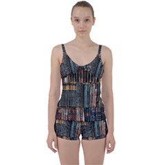 Abstract Colorful Texture Tie Front Two Piece Tankini