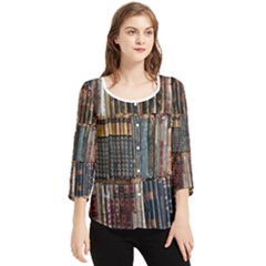 Abstract Colorful Texture Chiffon Quarter Sleeve Blouse