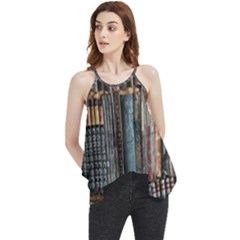 Abstract Colorful Texture Flowy Camisole Tank Top