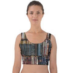 Abstract Colorful Texture Velvet Crop Top