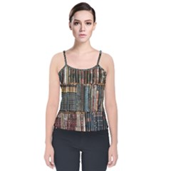 Abstract Colorful Texture Velvet Spaghetti Strap Top
