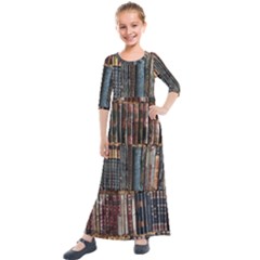 Abstract Colorful Texture Kids  Quarter Sleeve Maxi Dress