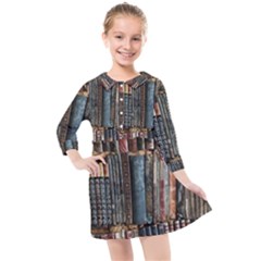 Abstract Colorful Texture Kids  Quarter Sleeve Shirt Dress by Bedest