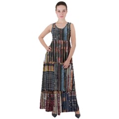 Abstract Colorful Texture Empire Waist Velour Maxi Dress