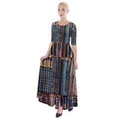 Abstract Colorful Texture Half Sleeves Maxi Dress