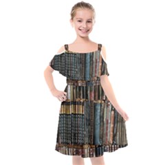 Abstract Colorful Texture Kids  Cut Out Shoulders Chiffon Dress
