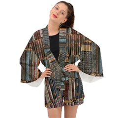 Abstract Colorful Texture Long Sleeve Kimono