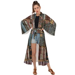 Abstract Colorful Texture Maxi Kimono