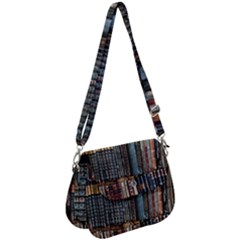 Abstract Colorful Texture Saddle Handbag