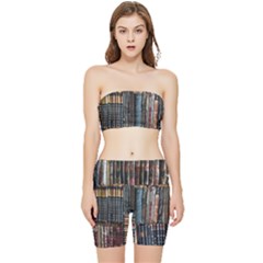 Abstract Colorful Texture Stretch Shorts and Tube Top Set