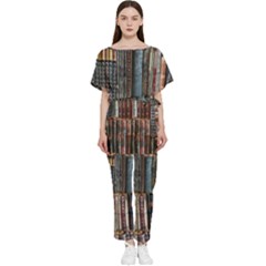 Abstract Colorful Texture Batwing Lightweight Chiffon Jumpsuit