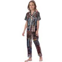 Abstract Colorful Texture Kids  Satin Short Sleeve Pajamas Set