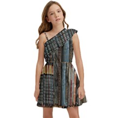 Abstract Colorful Texture Kids  One Shoulder Party Dress