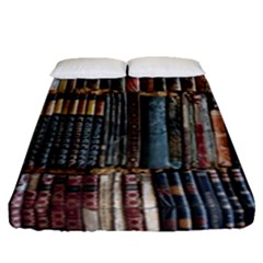 Assorted Title Of Books Piled In The Shelves Assorted Book Lot Inside The Wooden Shelf Fitted Sheet (Queen Size)