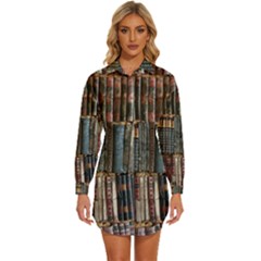 Abstract Colorful Texture Womens Long Sleeve Shirt Dress