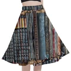 Abstract Colorful Texture A-Line Full Circle Midi Skirt With Pocket