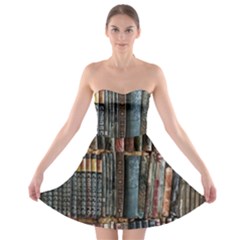 Assorted Title Of Books Piled In The Shelves Assorted Book Lot Inside The Wooden Shelf Strapless Bra Top Dress