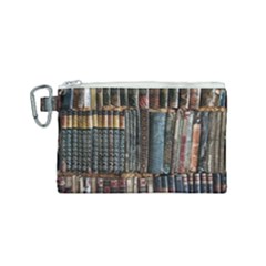 Assorted Title Of Books Piled In The Shelves Assorted Book Lot Inside The Wooden Shelf Canvas Cosmetic Bag (Small)