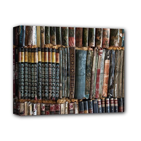 Pile Of Books Photo Of Assorted Book Lot Backyard Antique Store Deluxe Canvas 14  x 11  (Stretched)