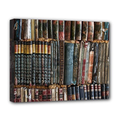Pile Of Books Photo Of Assorted Book Lot Backyard Antique Store Deluxe Canvas 20  x 16  (Stretched)
