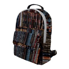 Pile Of Books Photo Of Assorted Book Lot Backyard Antique Store Flap Pocket Backpack (Large)