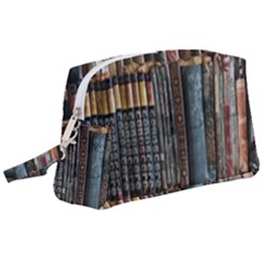 Pile Of Books Photo Of Assorted Book Lot Backyard Antique Store Wristlet Pouch Bag (Large)