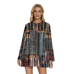 Pile Of Books Photo Of Assorted Book Lot Backyard Antique Store Round Neck Long Sleeve Bohemian Style Chiffon Mini Dress