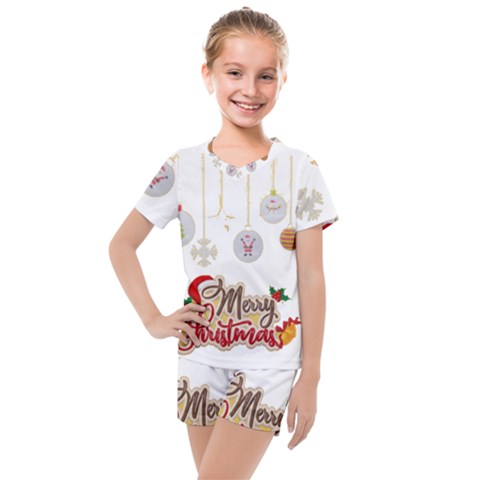 Merry Christmas  Kids  Mesh T-shirt And Shorts Set by bego