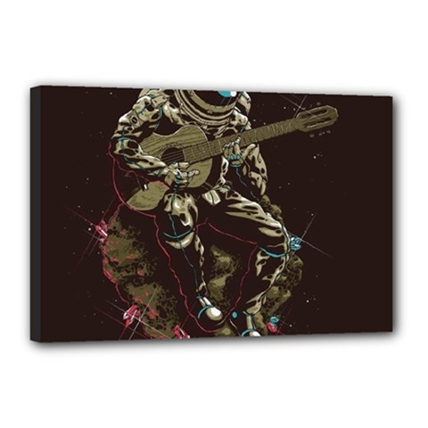 Astronaut Playing Guitar Parody Canvas 18  X 12  (stretched)