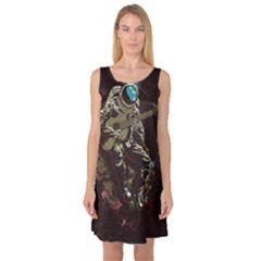 Astronaut Playing Guitar Parody Sleeveless Satin Nightdress