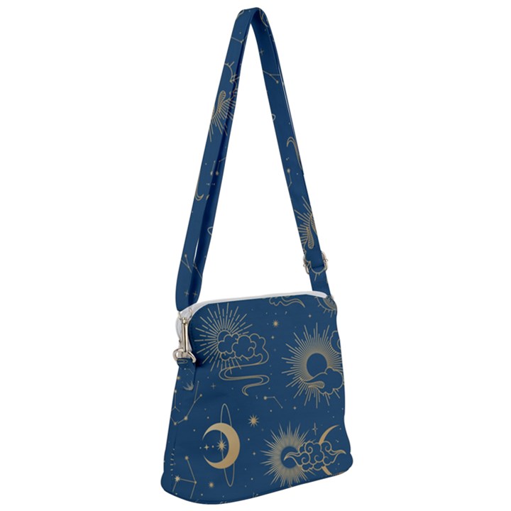 Asian Seamless Galaxy Pattern Zipper Messenger Bag