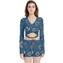 Asian Seamless Galaxy Pattern Velvet Wrap Crop Top and Shorts Set View1