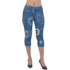 Asian Seamless Galaxy Pattern Lightweight Velour Capri Leggings 