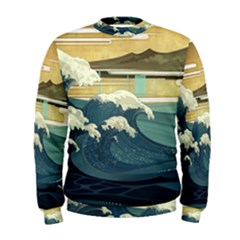Sea Asia Waves Japanese Art The Great Wave Off Kanagawa Men s Sweatshirt