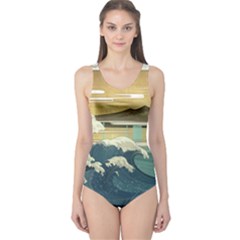 Sea Asia Waves Japanese Art The Great Wave Off Kanagawa One Piece Swimsuit