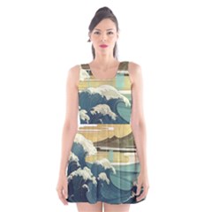Sea Asia Waves Japanese Art The Great Wave Off Kanagawa Scoop Neck Skater Dress by Cemarart