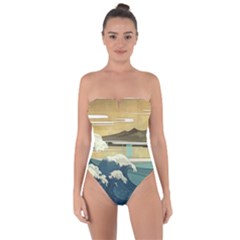 Sea Asia Waves Japanese Art The Great Wave Off Kanagawa Tie Back One Piece Swimsuit