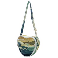 Sea Asia Waves Japanese Art The Great Wave Off Kanagawa Heart Shoulder Bag by Cemarart