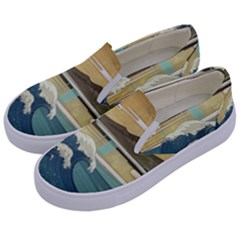 Sea Asia Waves Japanese Art The Great Wave Off Kanagawa Kids  Canvas Slip Ons by Cemarart