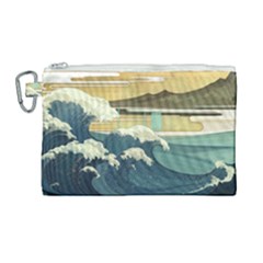 Sea Asia Waves Japanese Art The Great Wave Off Kanagawa Canvas Cosmetic Bag (large) by Cemarart