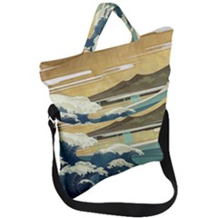 Sea Asia Waves Japanese Art The Great Wave Off Kanagawa Fold Over Handle Tote Bag by Cemarart