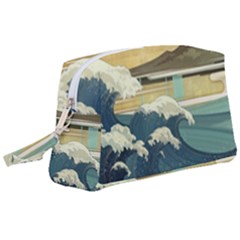 Sea Asia Waves Japanese Art The Great Wave Off Kanagawa Wristlet Pouch Bag (large) by Cemarart