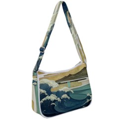 Sea Asia Waves Japanese Art The Great Wave Off Kanagawa Zip Up Shoulder Bag by Cemarart