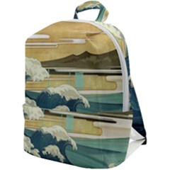 Sea Asia Waves Japanese Art The Great Wave Off Kanagawa Zip Up Backpack by Cemarart