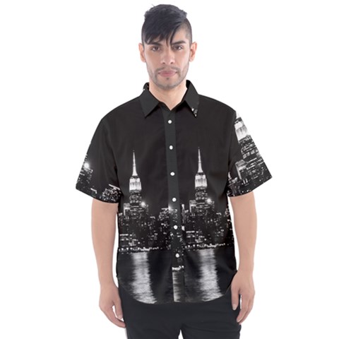 Photography Of Buildings New York City  Nyc Skyline Men s Short Sleeve Shirt by Cemarart
