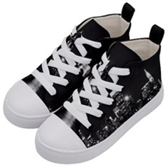 Photography Of Buildings New York City  Nyc Skyline Kids  Mid-top Canvas Sneakers