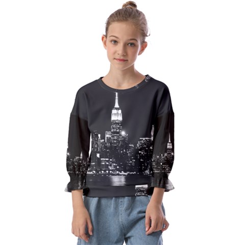 Photography Of Buildings New York City  Nyc Skyline Kids  Cuff Sleeve Top by Cemarart