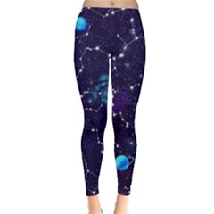 Realistic Night Sky With Constellations Everyday Leggings 