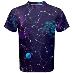 Realistic Night Sky With Constellations Men s Cotton T-Shirt