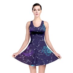 Realistic Night Sky With Constellations Reversible Skater Dress